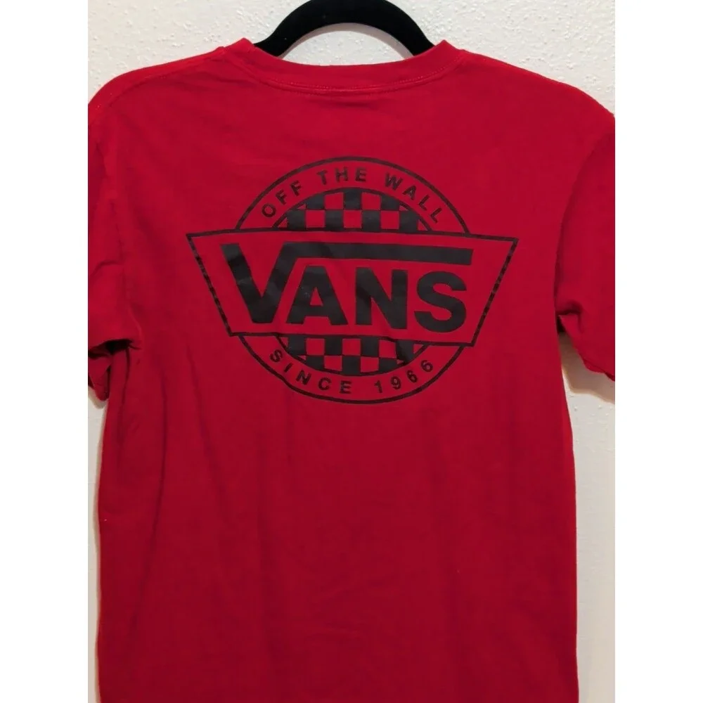 Y2K Inspired Vans Shirt Small Red Graphic Streetwear Skating Short Sleeve - Picture 5 of 10